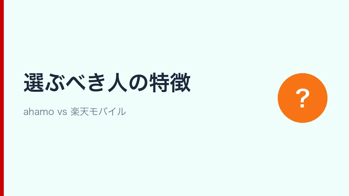 ahamoと楽天モバイルを選ぶべき人の特徴を比較したセクション見出し画像